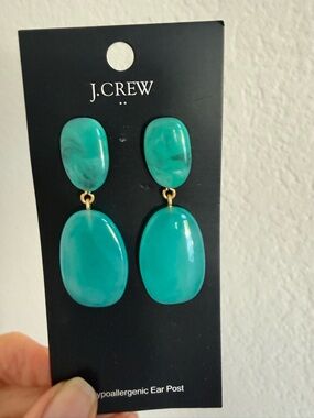 J. Crew Teal Green Double Drop Earrings - New!